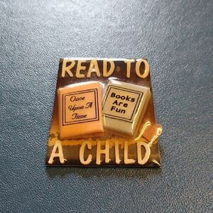 Book Pins by Lucinda Read to a Child Pin - White, Pink and Blue